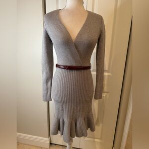 Luxxel Ruffle Hem Surplice Knit Dress